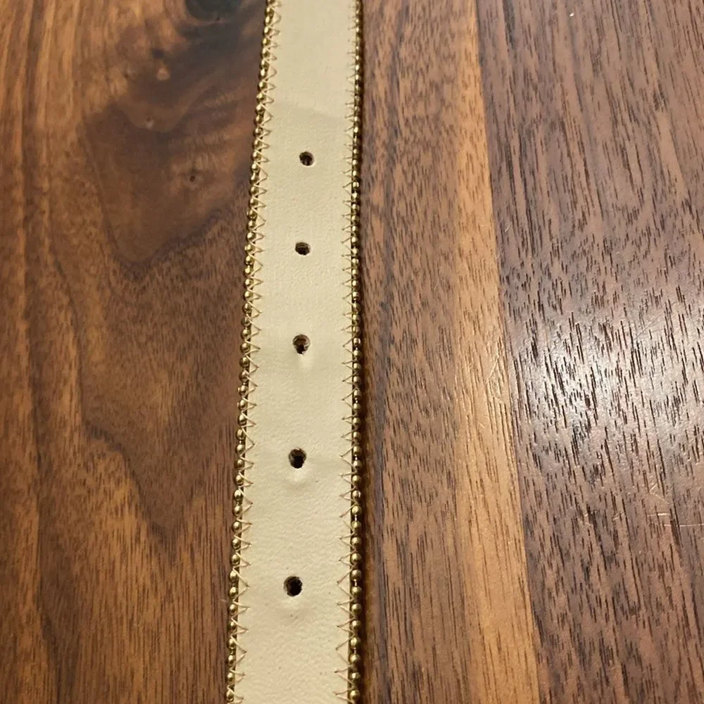 Tan and gold Floral Studded tone belt and buckle size 31”